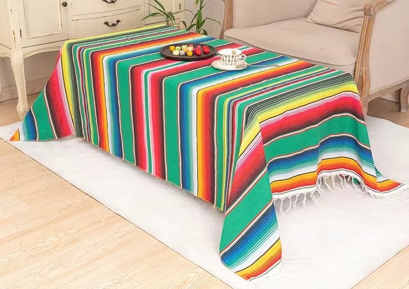 Bluejw In-Stock Cross-Border for Pinbo Modern Rectangle Mexican Party Tablecloth Table Runner Woven with Tassels Blanket - Image 1